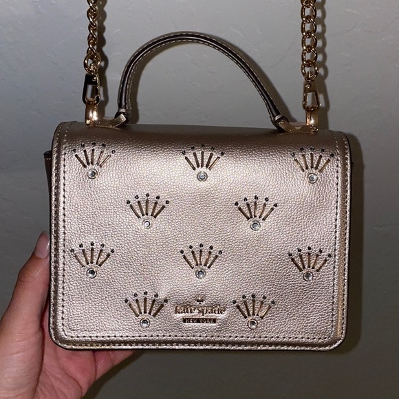 KATE SPADE Maisie Patterson Embellished Metallic Blush Crossbody♠️ - Picture 3 of 11
